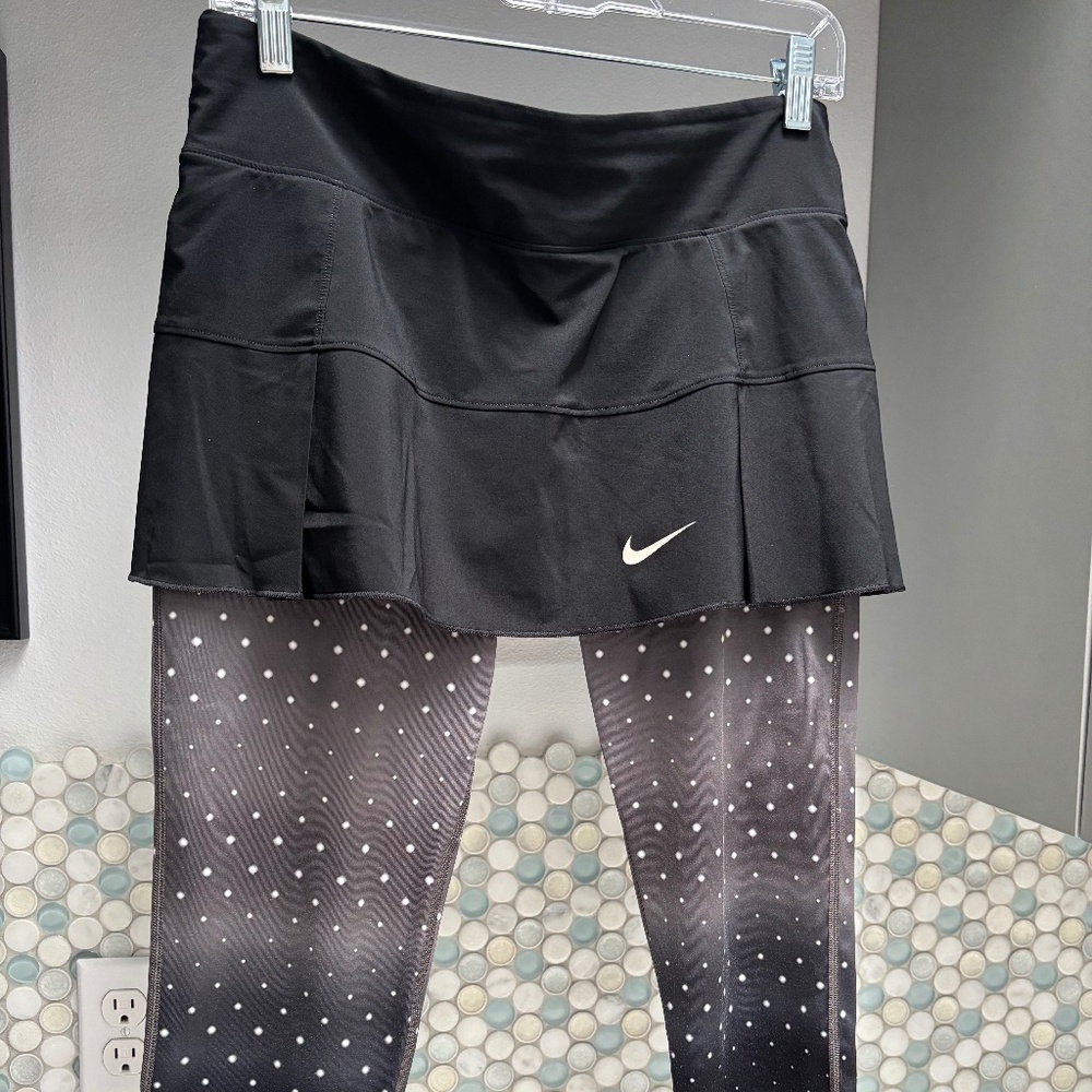 Nike Skirt Capri Leggings Black with White Polka Dots